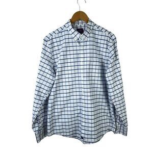 Untuckit Button Down Shirt Mens Extra Large Slim Fit White Blue Window Pane